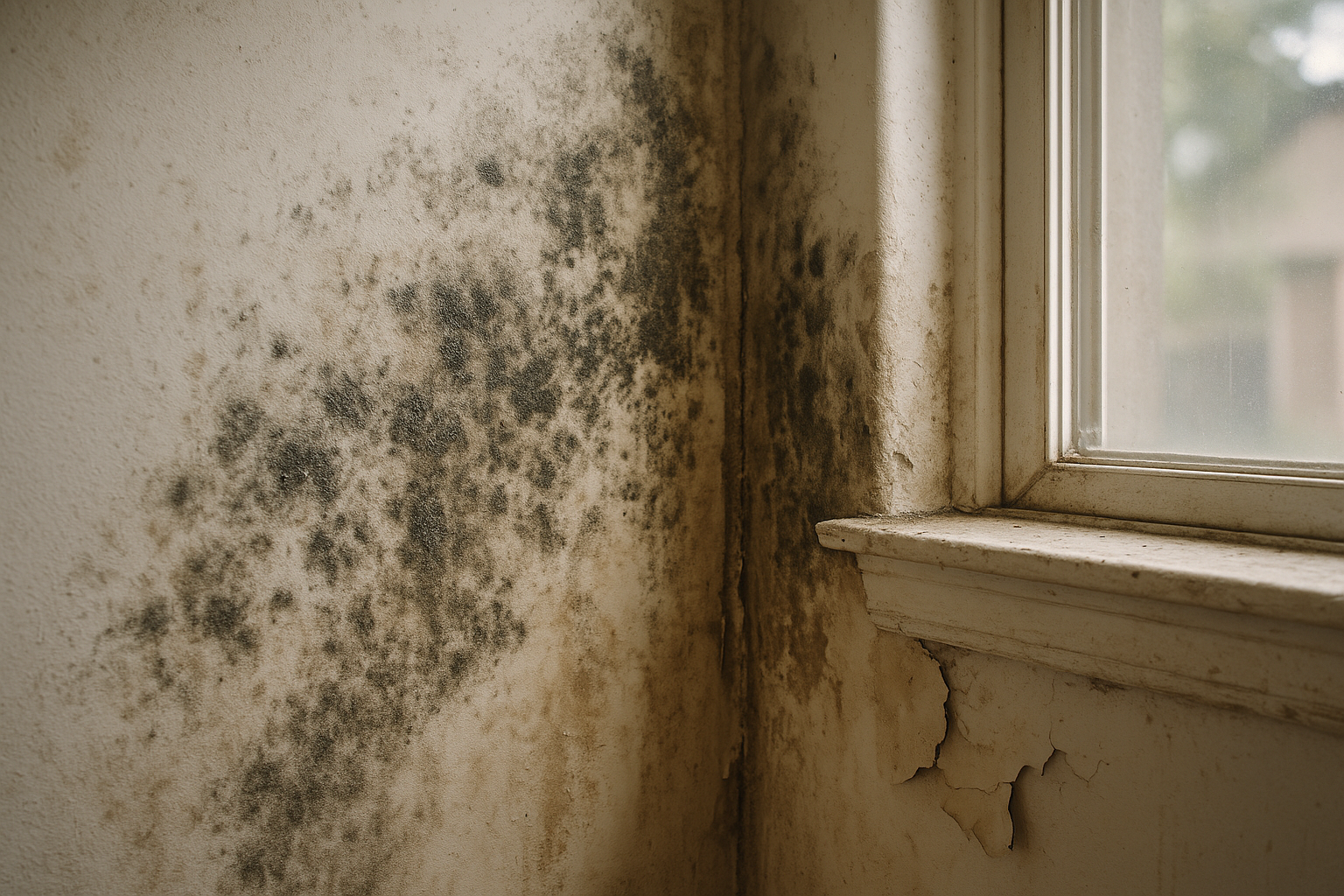Mold growth on an apartment wall illustrating when a tenant can break a lease for mold in Texas